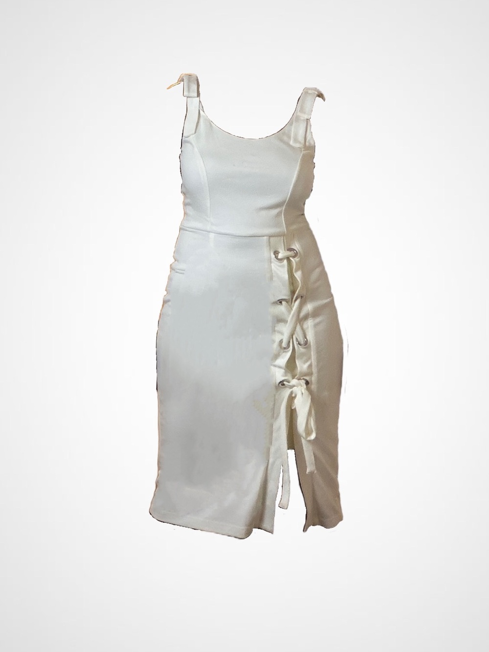 VENUS Cream Zip-Back Satin Dress